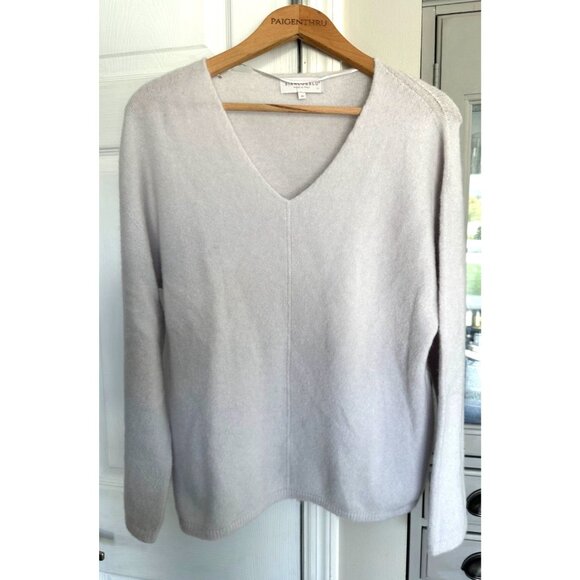 Bianco & Blu Women's Medium Wool Blend Light Grey V-neck Sweater - Picture 1 of 7
